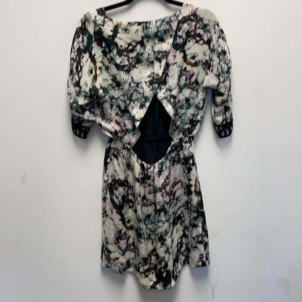 Rebecca Minkoff silk marble print open back cocktail dress - Picture 1 of 5
